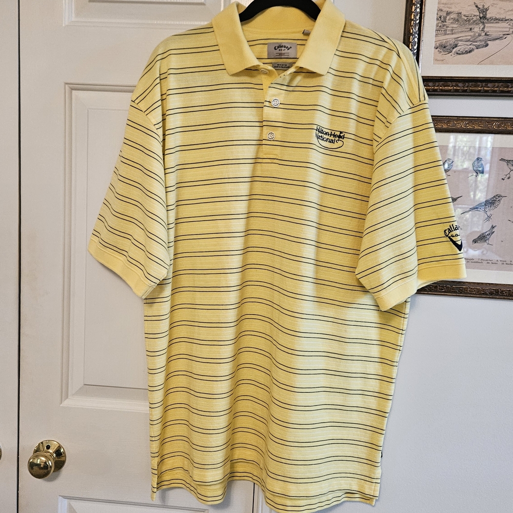 Callaway  Men’s Yellow Striped Polo Shirt With 'Hilton Head Classic' Logo
